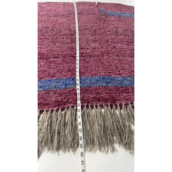 Vintage Wool Poncho Woven Wool Poncho Boho Oversized Poncho Wool Outerwear VTG - Picture 9 of 10
